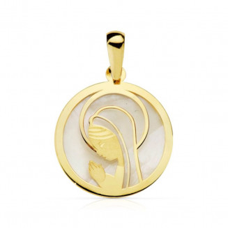 Medalla oro y nácar Virgen niña