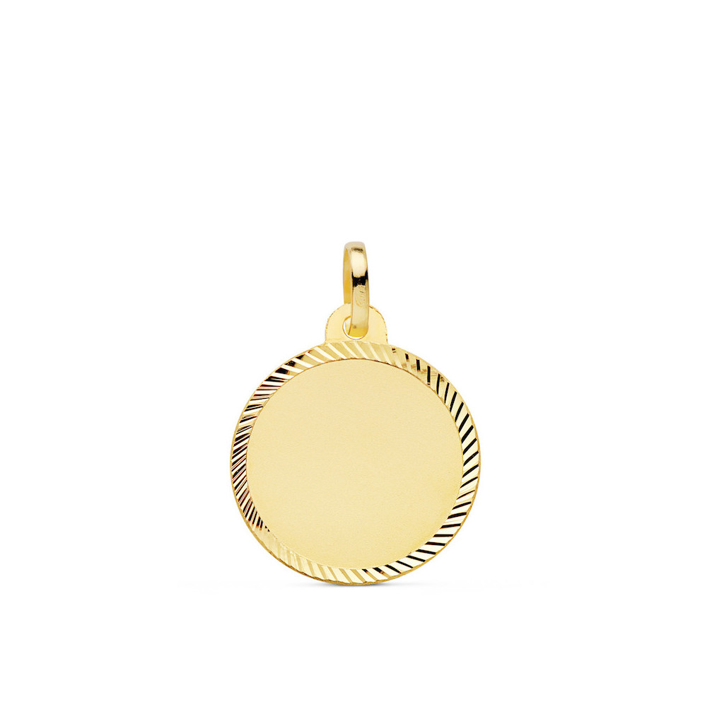 Medalla oro lisa borde tallado 18 mm