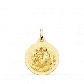 Medalla San Antonio lisa oro 18k – 18 mm