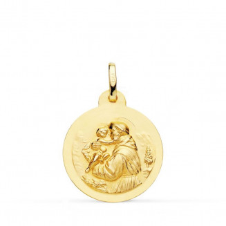 Medalla San Antonio lisa oro 18k – 22 mm