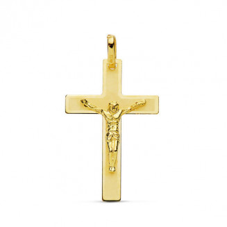 Cruz de oro con Cristo Plana 29×19 mm