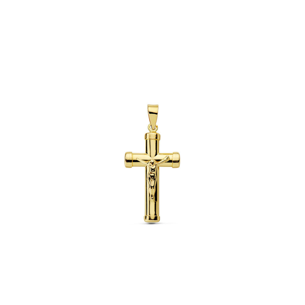 Cruz de oro con Cristo Palo Ovalado 25x16x4 mm