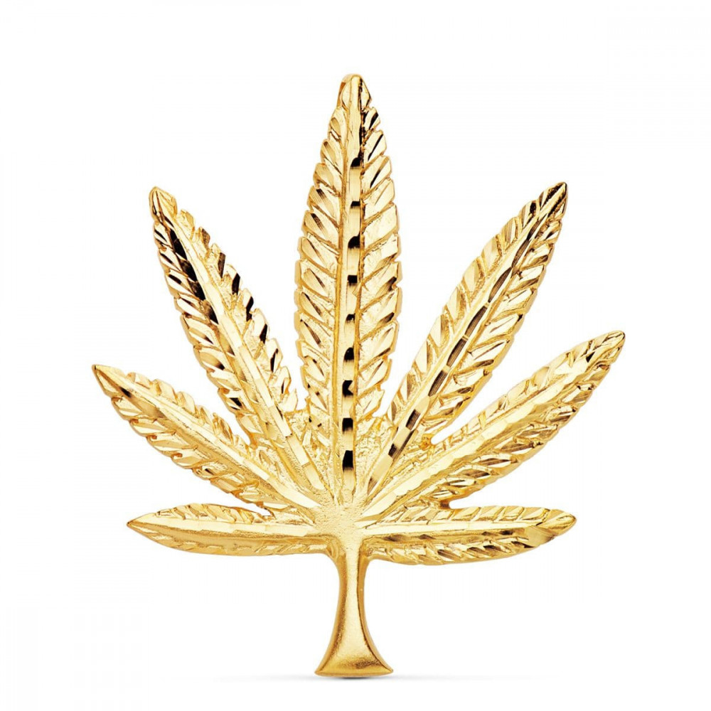 Colgante dorado de hoja de marihuana 44 x 37 mm