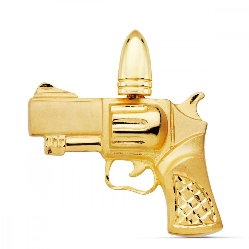 Colgante de oro amarillo con diseño de pistola