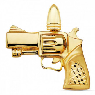 Colgante dorado con diseño de pistola