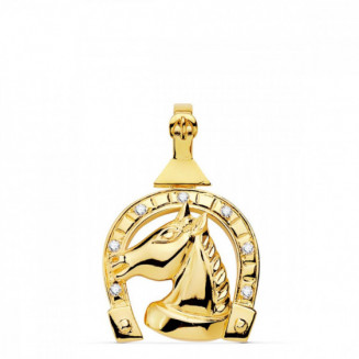 Colgante de oro con precioso caballo 28 x 24 mm