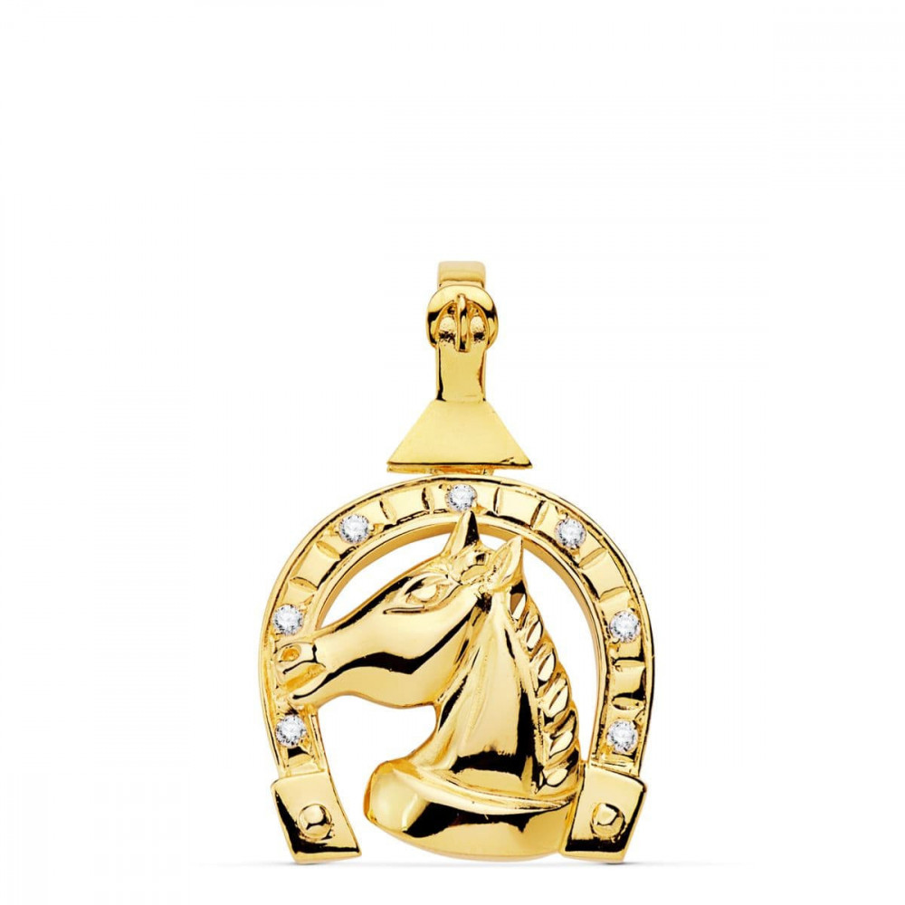 Colgante de oro con precioso caballo 28 x 24 mm