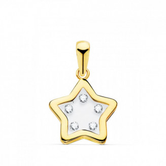 Colgante Oro Estrella con Circonitas 11 x 11 mm
