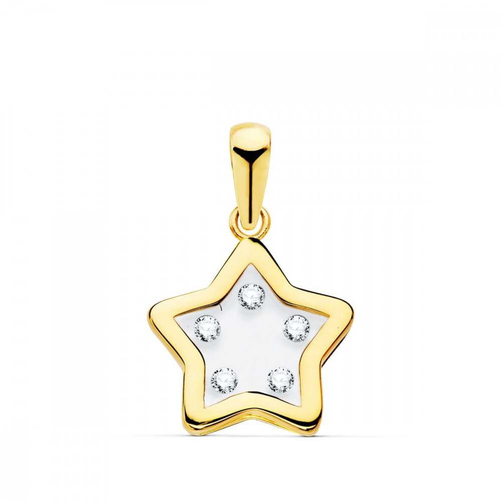 Colgante Oro Estrella con Circonitas 11 x 11 mm
