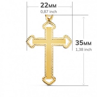 Cruz Oro Sin Cristo Tallada y Matizada 35X22 MM