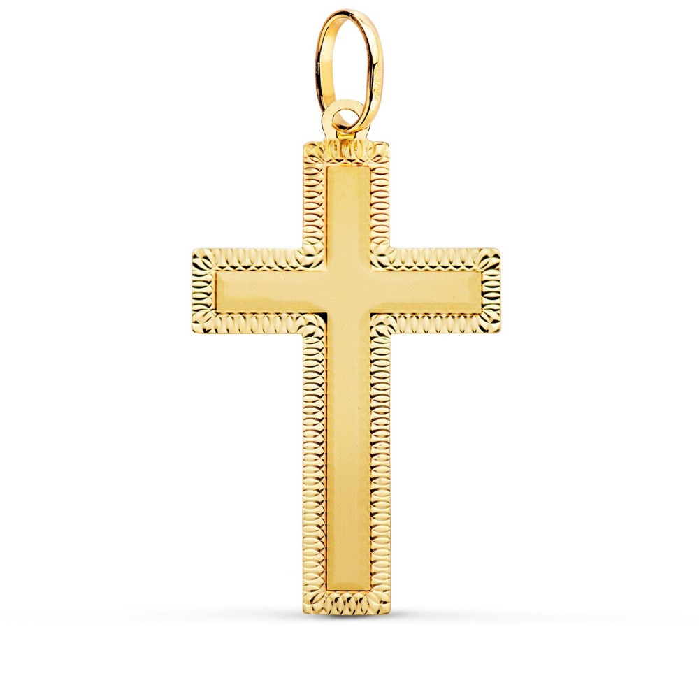 Cruz Oro Sin Cristo Tallada 35X20 MM