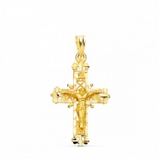 Cruz Oro Amarillo Filigrana con Cristo Tallada 28X18 MM