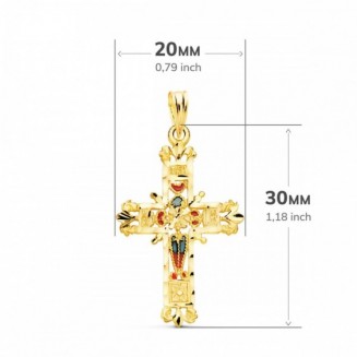 Cruz Oro Amarillo Vidriera Catedral Bordes Tallados 30X20 mm