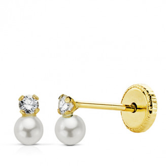 Pendientes de oro perlas para bebé